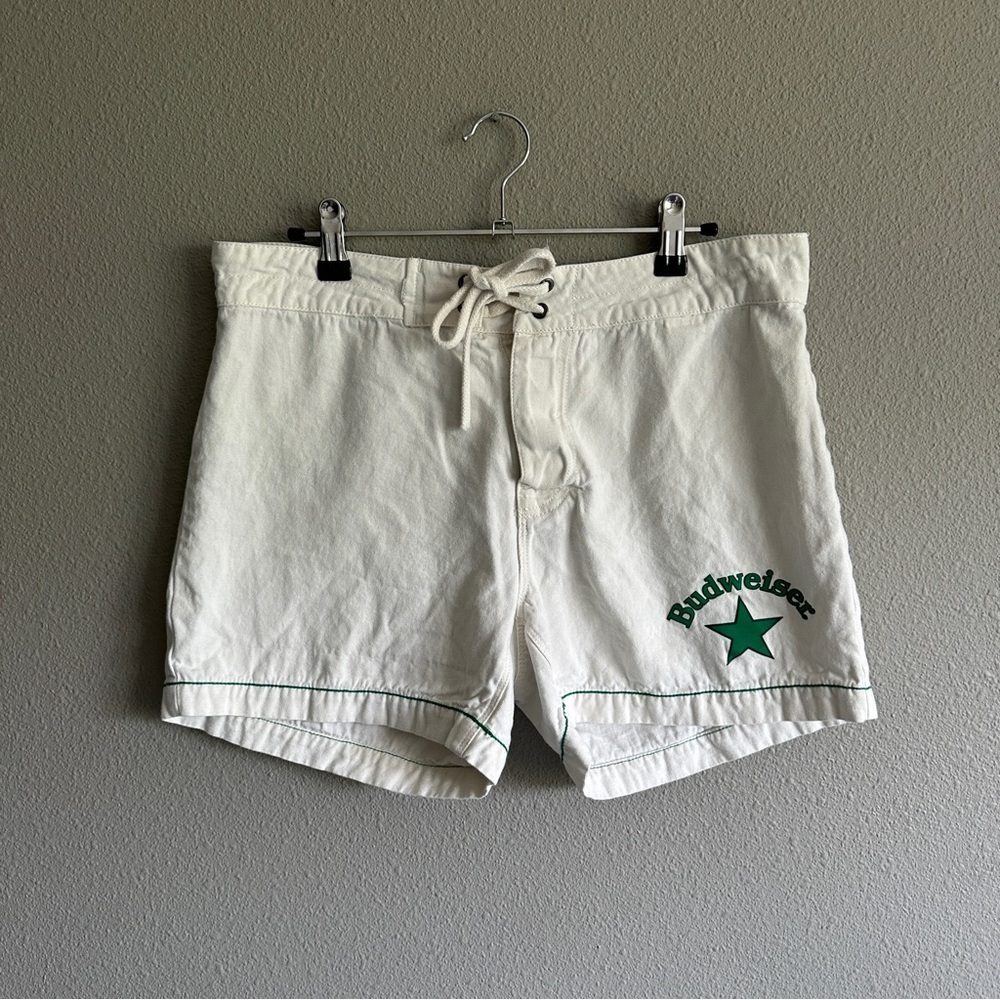 Budweiser x Pacsun White Canvas Print Shorts 30